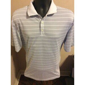 Nike Golf Dri Fit Mens L Striped Polo Shirt White Black Stripes Size Large L